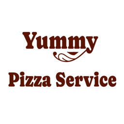 Yummy pizza service logo.